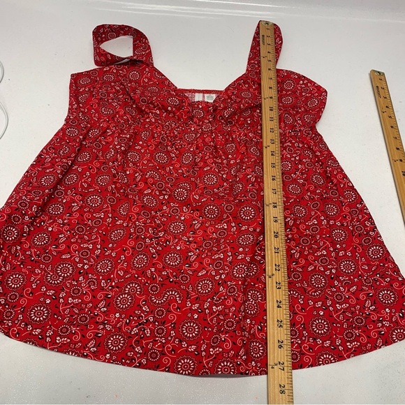Nick Sarah Y2K Babydoll Red Print Tank Top 1X Western Boho Beach Retro Vacation - Picture 9 of 9